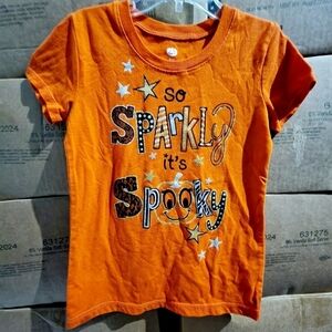 Halloween "So Sparkly it's Spooky" Orange Glitter Graphic Tee T-Shirt 6/6X EUC